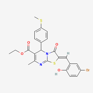 molecular formula C24H21BrN2O4S2 B3891976 ethyl (2Z)-2-[(5-bromo-2-hydroxyphenyl)methylidene]-7-methyl-5-(4-methylsulfanylphenyl)-3-oxo-5H-[1,3]thiazolo[3,2-a]pyrimidine-6-carboxylate 