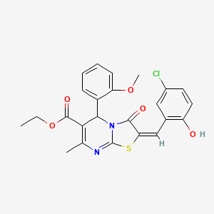 molecular formula C24H21ClN2O5S B3891979 ethyl (2E)-2-(5-chloro-2-hydroxybenzylidene)-5-(2-methoxyphenyl)-7-methyl-3-oxo-2,3-dihydro-5H-[1,3]thiazolo[3,2-a]pyrimidine-6-carboxylate 