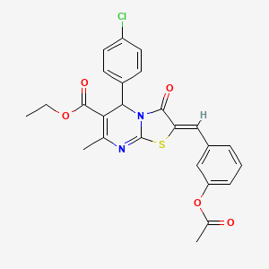 molecular formula C25H21ClN2O5S B3891983 ethyl 2-[3-(acetyloxy)benzylidene]-5-(4-chlorophenyl)-7-methyl-3-oxo-2,3-dihydro-5H-[1,3]thiazolo[3,2-a]pyrimidine-6-carboxylate 