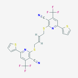 molecular formula C26H14F6N4S4 B389200 2-[(4-{[3-Cyano-6-(2-thienyl)-4-(trifluoromethyl)-2-pyridinyl]sulfanyl}-2-butenyl)sulfanyl]-6-(2-thienyl)-4-(trifluoromethyl)nicotinonitrile 