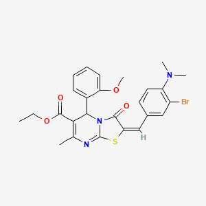 molecular formula C26H26BrN3O4S B3892027 ethyl (2E)-2-[[3-bromo-4-(dimethylamino)phenyl]methylidene]-5-(2-methoxyphenyl)-7-methyl-3-oxo-5H-[1,3]thiazolo[3,2-a]pyrimidine-6-carboxylate 