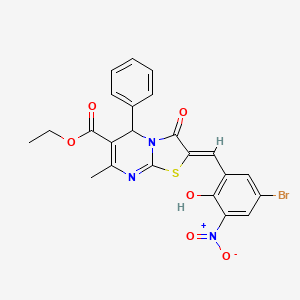 molecular formula C23H18BrN3O6S B3892031 ethyl 2-(5-bromo-2-hydroxy-3-nitrobenzylidene)-7-methyl-3-oxo-5-phenyl-2,3-dihydro-5H-[1,3]thiazolo[3,2-a]pyrimidine-6-carboxylate 