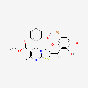 molecular formula C25H23BrN2O6S B3892032 ethyl 2-(5-bromo-2-hydroxy-3-methoxybenzylidene)-5-(2-methoxyphenyl)-7-methyl-3-oxo-2,3-dihydro-5H-[1,3]thiazolo[3,2-a]pyrimidine-6-carboxylate 