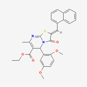 molecular formula C29H26N2O5S B3892045 ethyl (2Z)-5-(2,5-dimethoxyphenyl)-7-methyl-2-(naphthalen-1-ylmethylidene)-3-oxo-5H-[1,3]thiazolo[3,2-a]pyrimidine-6-carboxylate 