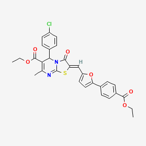 molecular formula C30H25ClN2O6S B3892051 ethyl (2Z)-5-(4-chlorophenyl)-2-[[5-(4-ethoxycarbonylphenyl)furan-2-yl]methylidene]-7-methyl-3-oxo-5H-[1,3]thiazolo[3,2-a]pyrimidine-6-carboxylate 