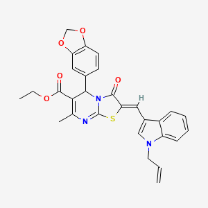 molecular formula C29H25N3O5S B3892057 ethyl (2Z)-5-(1,3-benzodioxol-5-yl)-7-methyl-3-oxo-2-{[1-(prop-2-en-1-yl)-1H-indol-3-yl]methylidene}-2,3-dihydro-5H-[1,3]thiazolo[3,2-a]pyrimidine-6-carboxylate 