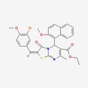 molecular formula C29H25BrN2O5S B3892069 ethyl (2E)-2-[(3-bromo-4-methoxyphenyl)methylidene]-5-(2-methoxynaphthalen-1-yl)-7-methyl-3-oxo-5H-[1,3]thiazolo[3,2-a]pyrimidine-6-carboxylate 