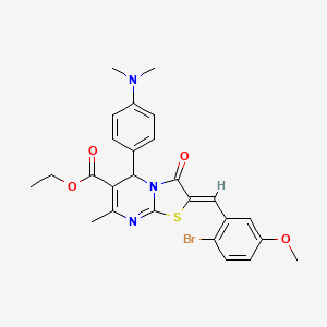 molecular formula C26H26BrN3O4S B3892081 ethyl (2Z)-2-[(2-bromo-5-methoxyphenyl)methylidene]-5-[4-(dimethylamino)phenyl]-7-methyl-3-oxo-5H-[1,3]thiazolo[3,2-a]pyrimidine-6-carboxylate 