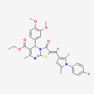 molecular formula C31H30FN3O5S B3892084 ethyl (2Z)-5-(3,4-dimethoxyphenyl)-2-{[1-(4-fluorophenyl)-2,5-dimethyl-1H-pyrrol-3-yl]methylidene}-7-methyl-3-oxo-2,3-dihydro-5H-[1,3]thiazolo[3,2-a]pyrimidine-6-carboxylate 