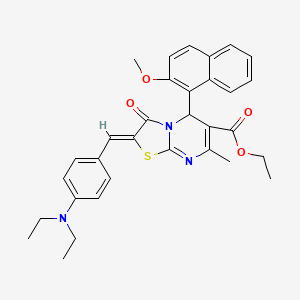 molecular formula C32H33N3O4S B3892087 ethyl (2Z)-2-[[4-(diethylamino)phenyl]methylidene]-5-(2-methoxynaphthalen-1-yl)-7-methyl-3-oxo-5H-[1,3]thiazolo[3,2-a]pyrimidine-6-carboxylate 