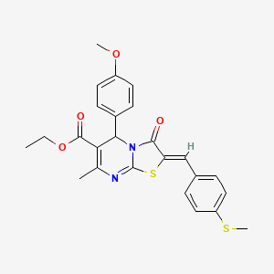 molecular formula C25H24N2O4S2 B3892090 ethyl 5-(4-methoxyphenyl)-7-methyl-2-[4-(methylthio)benzylidene]-3-oxo-2,3-dihydro-5H-[1,3]thiazolo[3,2-a]pyrimidine-6-carboxylate 
