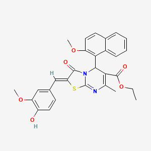 molecular formula C29H26N2O6S B3892117 ethyl (2Z)-2-[(4-hydroxy-3-methoxyphenyl)methylidene]-5-(2-methoxynaphthalen-1-yl)-7-methyl-3-oxo-5H-[1,3]thiazolo[3,2-a]pyrimidine-6-carboxylate 