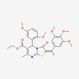 molecular formula C28H30N2O8S B3892138 Ethyl (2E)-5-(2,5-dimethoxyphenyl)-7-methyl-3-oxo-2-[(3,4,5-trimethoxyphenyl)methylidene]-2H,3H,5H-[1,3]thiazolo[3,2-A]pyrimidine-6-carboxylate 