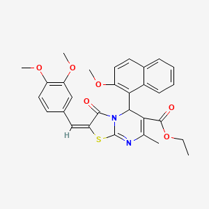 molecular formula C30H28N2O6S B3892146 ethyl (2E)-2-[(3,4-dimethoxyphenyl)methylidene]-5-(2-methoxynaphthalen-1-yl)-7-methyl-3-oxo-5H-[1,3]thiazolo[3,2-a]pyrimidine-6-carboxylate 