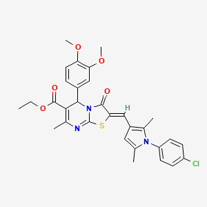 molecular formula C31H30ClN3O5S B3892182 Ethyl (2Z)-2-{[1-(4-chlorophenyl)-2,5-dimethyl-1H-pyrrol-3-YL]methylidene}-5-(3,4-dimethoxyphenyl)-7-methyl-3-oxo-2H,3H,5H-[1,3]thiazolo[3,2-A]pyrimidine-6-carboxylate 