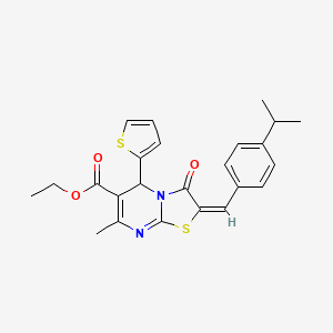 molecular formula C24H24N2O3S2 B3892190 ethyl (2E)-7-methyl-3-oxo-2-[(4-propan-2-ylphenyl)methylidene]-5-thiophen-2-yl-5H-[1,3]thiazolo[3,2-a]pyrimidine-6-carboxylate 