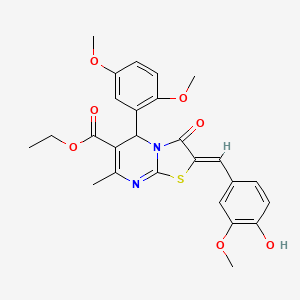 molecular formula C26H26N2O7S B3892192 ethyl (2Z)-5-(2,5-dimethoxyphenyl)-2-(4-hydroxy-3-methoxybenzylidene)-7-methyl-3-oxo-2,3-dihydro-5H-[1,3]thiazolo[3,2-a]pyrimidine-6-carboxylate 