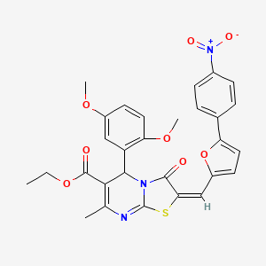 molecular formula C29H25N3O8S B3892196 ethyl (2E)-5-(2,5-dimethoxyphenyl)-7-methyl-2-[[5-(4-nitrophenyl)furan-2-yl]methylidene]-3-oxo-5H-[1,3]thiazolo[3,2-a]pyrimidine-6-carboxylate 