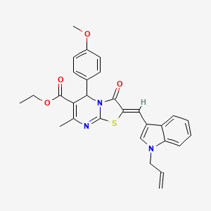 molecular formula C29H27N3O4S B3892214 ETHYL (2Z)-5-(4-METHOXYPHENYL)-7-METHYL-3-OXO-2-{[1-(PROP-2-EN-1-YL)-1H-INDOL-3-YL]METHYLIDENE}-2H,3H,5H-[1,3]THIAZOLO[3,2-A]PYRIMIDINE-6-CARBOXYLATE 