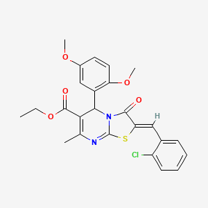 molecular formula C25H23ClN2O5S B3892223 ethyl (2Z)-2-[(2-chlorophenyl)methylidene]-5-(2,5-dimethoxyphenyl)-7-methyl-3-oxo-5H-[1,3]thiazolo[3,2-a]pyrimidine-6-carboxylate 