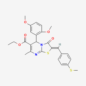 molecular formula C26H26N2O5S2 B3892227 ETHYL (2Z)-5-(2,5-DIMETHOXYPHENYL)-7-METHYL-2-{[4-(METHYLSULFANYL)PHENYL]METHYLIDENE}-3-OXO-2H,3H,5H-[1,3]THIAZOLO[3,2-A]PYRIMIDINE-6-CARBOXYLATE 