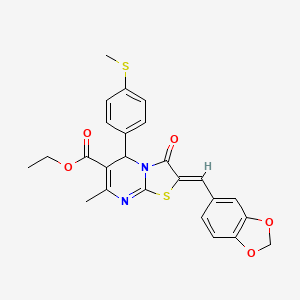 molecular formula C25H22N2O5S2 B3892240 ethyl (2Z)-2-(1,3-benzodioxol-5-ylmethylidene)-7-methyl-5-(4-methylsulfanylphenyl)-3-oxo-5H-[1,3]thiazolo[3,2-a]pyrimidine-6-carboxylate 