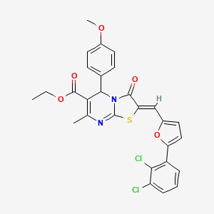 molecular formula C28H22Cl2N2O5S B3892248 ethyl 2-{[5-(2,3-dichlorophenyl)-2-furyl]methylene}-5-(4-methoxyphenyl)-7-methyl-3-oxo-2,3-dihydro-5H-[1,3]thiazolo[3,2-a]pyrimidine-6-carboxylate 