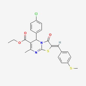 molecular formula C24H21ClN2O3S2 B3892250 ethyl (2Z)-5-(4-chlorophenyl)-7-methyl-2-[(4-methylsulfanylphenyl)methylidene]-3-oxo-5H-[1,3]thiazolo[3,2-a]pyrimidine-6-carboxylate 
