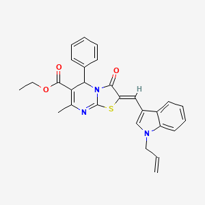 molecular formula C28H25N3O3S B3892252 ethyl 2-[(1-allyl-1H-indol-3-yl)methylene]-7-methyl-3-oxo-5-phenyl-2,3-dihydro-5H-[1,3]thiazolo[3,2-a]pyrimidine-6-carboxylate 