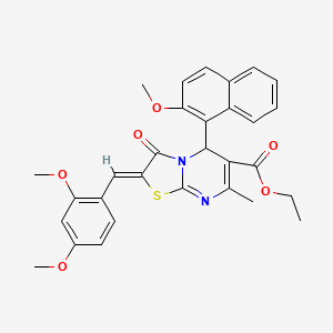 molecular formula C30H28N2O6S B3892288 ethyl (2Z)-2-[(2,4-dimethoxyphenyl)methylidene]-5-(2-methoxynaphthalen-1-yl)-7-methyl-3-oxo-5H-[1,3]thiazolo[3,2-a]pyrimidine-6-carboxylate 