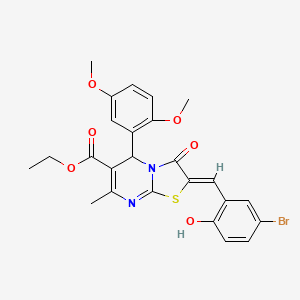 molecular formula C25H23BrN2O6S B3892293 ethyl (2Z)-2-[(5-bromo-2-hydroxyphenyl)methylidene]-5-(2,5-dimethoxyphenyl)-7-methyl-3-oxo-5H-[1,3]thiazolo[3,2-a]pyrimidine-6-carboxylate 