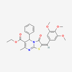 molecular formula C26H26N2O6S B3892305 ethyl (2E)-7-methyl-3-oxo-5-phenyl-2-[(3,4,5-trimethoxyphenyl)methylidene]-5H-[1,3]thiazolo[3,2-a]pyrimidine-6-carboxylate 