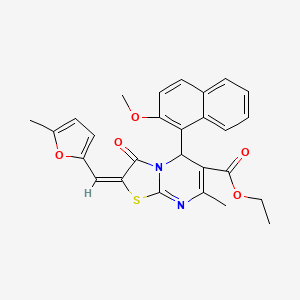 molecular formula C27H24N2O5S B3892310 ethyl 5-(2-methoxy-1-naphthyl)-7-methyl-2-[(5-methyl-2-furyl)methylene]-3-oxo-2,3-dihydro-5H-[1,3]thiazolo[3,2-a]pyrimidine-6-carboxylate 