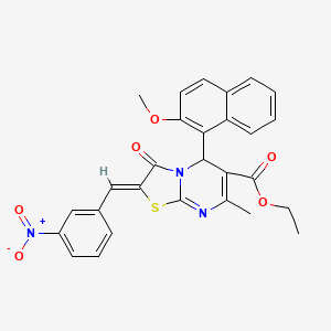 molecular formula C28H23N3O6S B3892313 ethyl 5-(2-methoxy-1-naphthyl)-7-methyl-2-(3-nitrobenzylidene)-3-oxo-2,3-dihydro-5H-[1,3]thiazolo[3,2-a]pyrimidine-6-carboxylate 