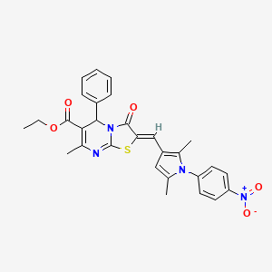 molecular formula C29H26N4O5S B3892349 ethyl 2-{[2,5-dimethyl-1-(4-nitrophenyl)-1H-pyrrol-3-yl]methylene}-7-methyl-3-oxo-5-phenyl-2,3-dihydro-5H-[1,3]thiazolo[3,2-a]pyrimidine-6-carboxylate 