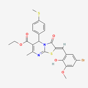 molecular formula C25H23BrN2O5S2 B3892356 Ethyl (2Z)-2-[(5-bromo-2-hydroxy-3-methoxyphenyl)methylidene]-7-methyl-5-[4-(methylsulfanyl)phenyl]-3-oxo-2H,3H,5H-[1,3]thiazolo[3,2-A]pyrimidine-6-carboxylate 