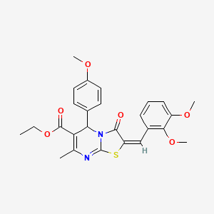 molecular formula C26H26N2O6S B3892373 ethyl 2-(2,3-dimethoxybenzylidene)-5-(4-methoxyphenyl)-7-methyl-3-oxo-2,3-dihydro-5H-[1,3]thiazolo[3,2-a]pyrimidine-6-carboxylate 