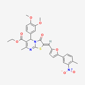 molecular formula C30H27N3O8S B3892390 ethyl (2Z)-5-(3,4-dimethoxyphenyl)-7-methyl-2-[[5-(4-methyl-3-nitrophenyl)furan-2-yl]methylidene]-3-oxo-5H-[1,3]thiazolo[3,2-a]pyrimidine-6-carboxylate 