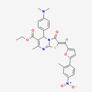 molecular formula C30H28N4O6S B3892394 ethyl (2Z)-5-[4-(dimethylamino)phenyl]-7-methyl-2-[[5-(2-methyl-4-nitrophenyl)furan-2-yl]methylidene]-3-oxo-5H-[1,3]thiazolo[3,2-a]pyrimidine-6-carboxylate 