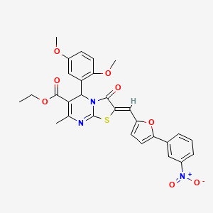 molecular formula C29H25N3O8S B3892399 ethyl (2Z)-5-(2,5-dimethoxyphenyl)-7-methyl-2-[[5-(3-nitrophenyl)furan-2-yl]methylidene]-3-oxo-5H-[1,3]thiazolo[3,2-a]pyrimidine-6-carboxylate 