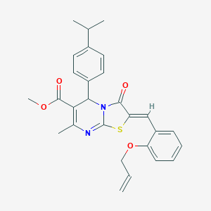molecular formula C28H28N2O4S B389240 methyl 2-[2-(allyloxy)benzylidene]-5-(4-isopropylphenyl)-7-methyl-3-oxo-2,3-dihydro-5H-[1,3]thiazolo[3,2-a]pyrimidine-6-carboxylate 