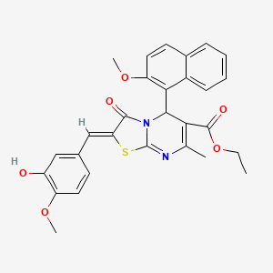 molecular formula C29H26N2O6S B3892429 ethyl (2Z)-2-[(3-hydroxy-4-methoxyphenyl)methylidene]-5-(2-methoxynaphthalen-1-yl)-7-methyl-3-oxo-5H-[1,3]thiazolo[3,2-a]pyrimidine-6-carboxylate 