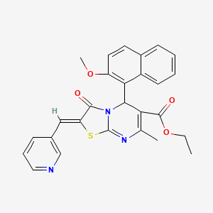 molecular formula C27H23N3O4S B3892436 ETHYL (2Z)-5-(2-METHOXYNAPHTHALEN-1-YL)-7-METHYL-3-OXO-2-[(PYRIDIN-3-YL)METHYLIDENE]-2H,3H,5H-[1,3]THIAZOLO[3,2-A]PYRIMIDINE-6-CARBOXYLATE 