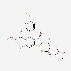 molecular formula C25H21BrN2O5S2 B3892439 ethyl (2Z)-2-[(6-bromo-1,3-benzodioxol-5-yl)methylidene]-7-methyl-5-(4-methylsulfanylphenyl)-3-oxo-5H-[1,3]thiazolo[3,2-a]pyrimidine-6-carboxylate 