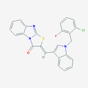 molecular formula C25H15ClFN3OS B389244 2-{[1-(2-chloro-6-fluorobenzyl)-1H-indol-3-yl]methylene}[1,3]thiazolo[3,2-a]benzimidazol-3(2H)-one 