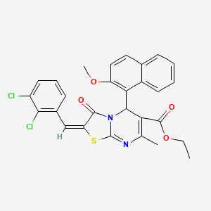 molecular formula C28H22Cl2N2O4S B3892446 ethyl (2E)-2-[(2,3-dichlorophenyl)methylidene]-5-(2-methoxynaphthalen-1-yl)-7-methyl-3-oxo-5H-[1,3]thiazolo[3,2-a]pyrimidine-6-carboxylate 