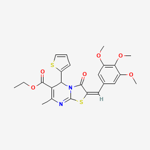 molecular formula C24H24N2O6S2 B3892451 Ethyl (2E)-7-methyl-3-oxo-5-(2-thienyl)-2-(3,4,5-trimethoxybenzylidene)-2,3-dihydro-5H-[1,3]thiazolo[3,2-A]pyrimidine-6-carboxylate 