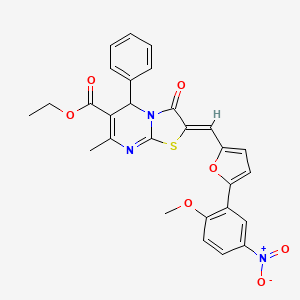 molecular formula C28H23N3O7S B3892452 ETHYL (2Z)-2-{[5-(2-METHOXY-5-NITROPHENYL)FURAN-2-YL]METHYLIDENE}-7-METHYL-3-OXO-5-PHENYL-2H,3H,5H-[1,3]THIAZOLO[3,2-A]PYRIMIDINE-6-CARBOXYLATE 