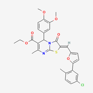 molecular formula C30H27ClN2O6S B3892460 Ethyl (2Z)-2-{[5-(5-chloro-2-methylphenyl)furan-2-YL]methylidene}-5-(3,4-dimethoxyphenyl)-7-methyl-3-oxo-2H,3H,5H-[1,3]thiazolo[3,2-A]pyrimidine-6-carboxylate 