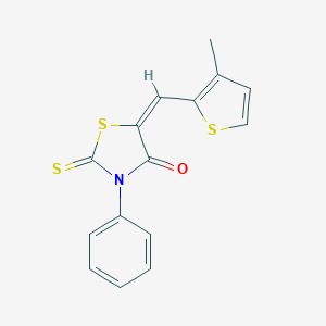 molecular formula C15H11NOS3 B389247 5-[(E)-1-(3-methyl-2-thienyl)methylidene]-3-phenyl-2-thioxo-1,3-thiazolan-4-one 
